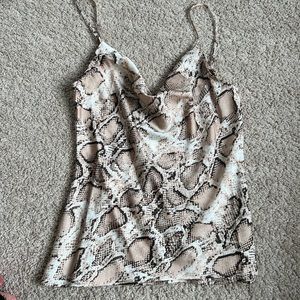 Aqua snakeskin print cami